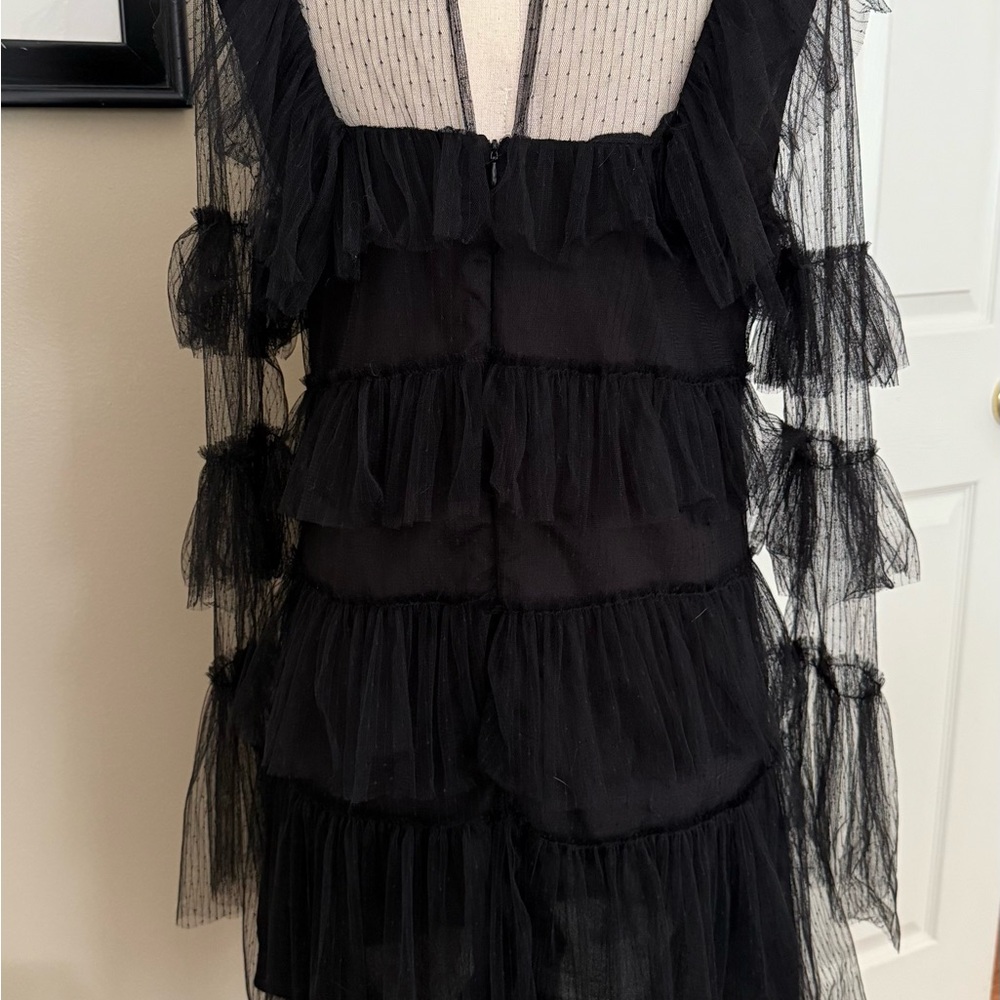 SHEIN Black Long Sleeve Layered Dress